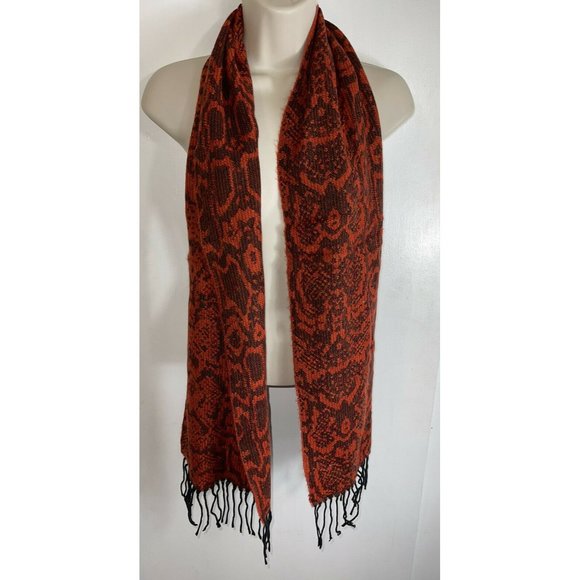 Cejon Italian Acrylic Red Python Print Scarf - Picture 5 of 10